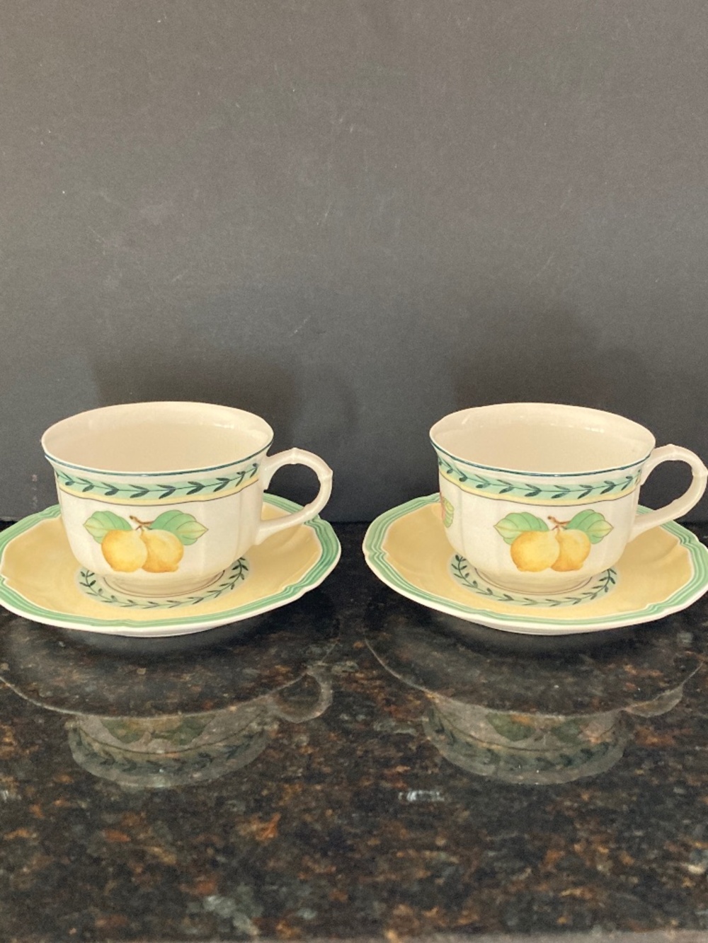 Villeroy & Boch Set of 2 French Garden Porcelain Coffee/Tea Cups & Saucers/NEW!